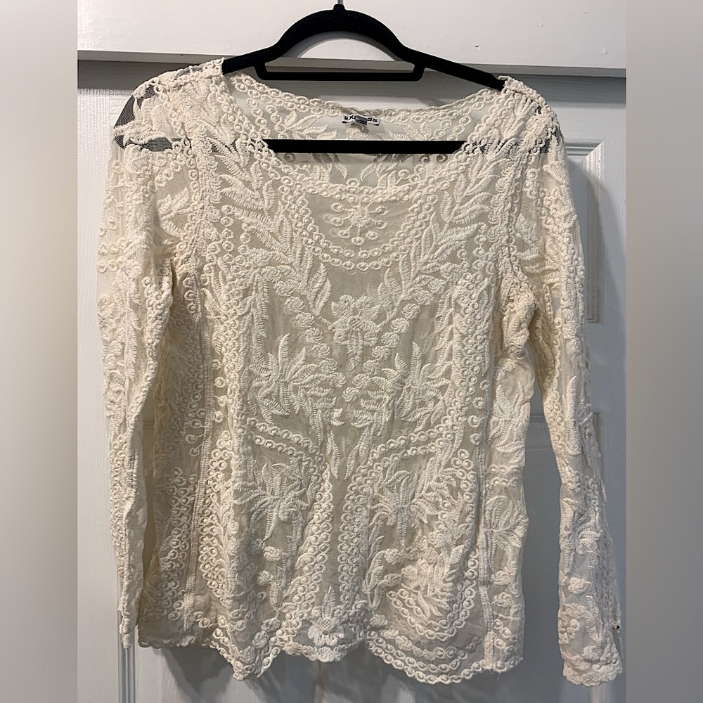 Express Ivory Lace Top